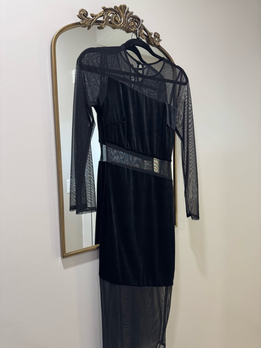 B Darlin Black Sheer Long Sleeve Dress